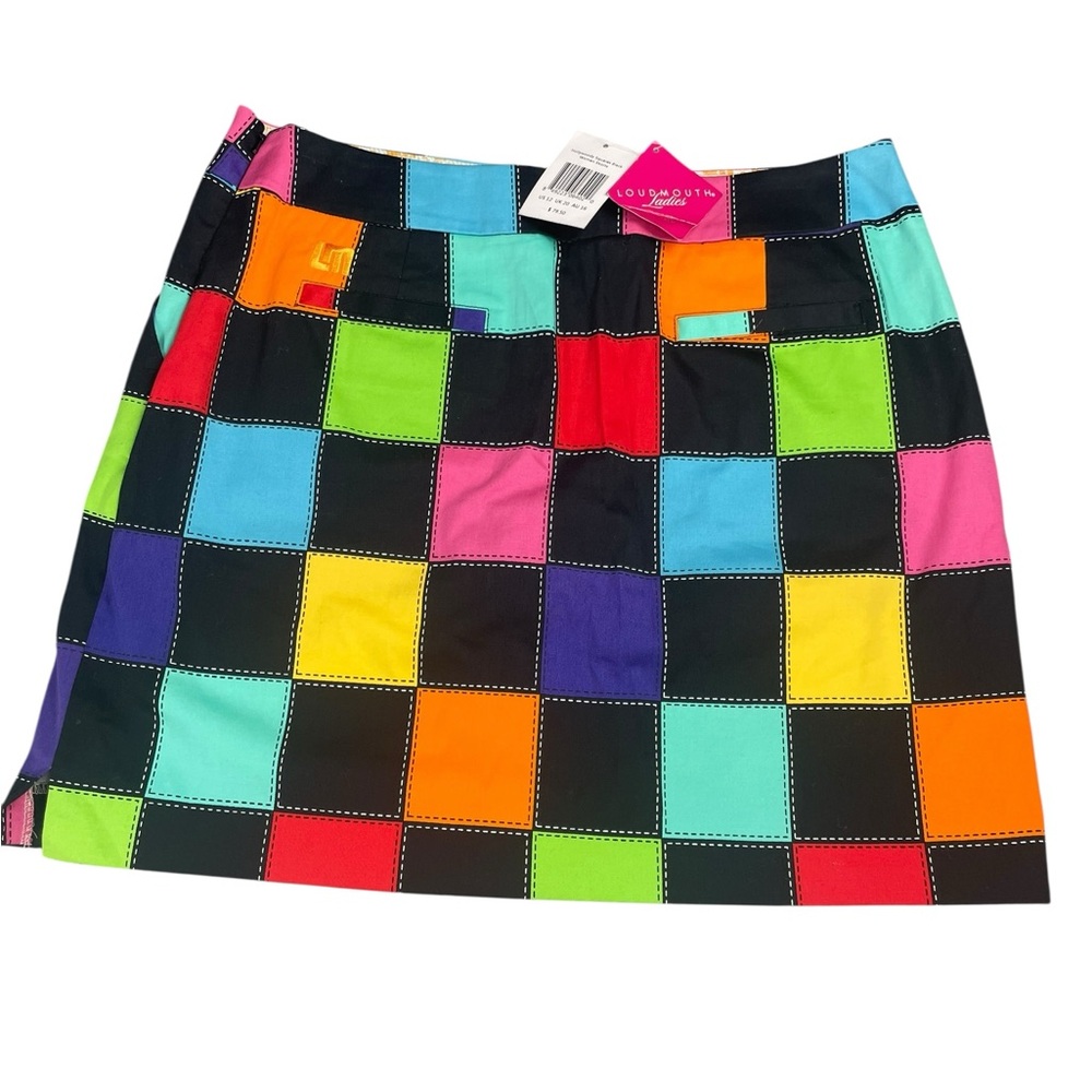 Loudmouth Skort Women’s 12 Golf Vibrant Checkered Mini Pockets Zipper